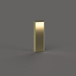 May include: A gold-colored, rectangular, vertical shape with a smooth, shiny surface.