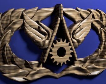 Air Force Civil Engineer Journeyman (5-level) Badge 3D stl file for CNC router