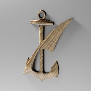 May include: A wooden anchor with a stylized design, featuring a curved, wing-like shape on one side. The anchor is a light brown color with a wood grain pattern.