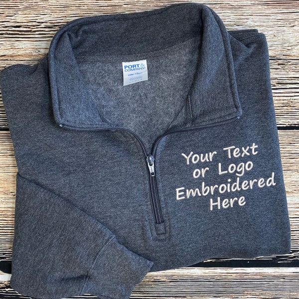 Your Company Custom Sweatshirt | Logo Sweatshirt | Custom Text Sweatshirt | Quarter Zip Sweatshirt with Logo | Embroidered Logo Sweatshirt