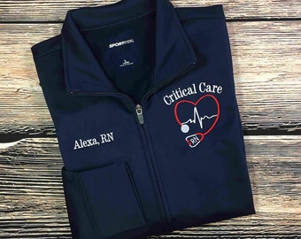 Nurse Jacket | Critical Care Nurse Jacket | RN Zip Sweatshirt | Nurse Gifts | Nurse Graduation Gift | Critical Care Nurse