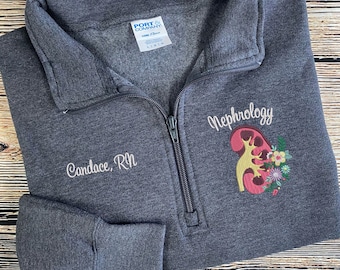 Nephrology Nurse Jacket | Dialysis Nurse Jacket | Hemodialysis | RN Zip Sweatshirt | Nurse Gifts | Nurse Graduation Gift | Kidney