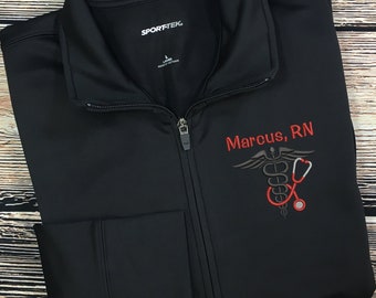 Men's/Unisex Nurse Jacket | ER Nurse Jacket | RN Zip Sweatshirt | Nurse Gifts | Nurse Graduation Gift | Emergency Department Male Nurse