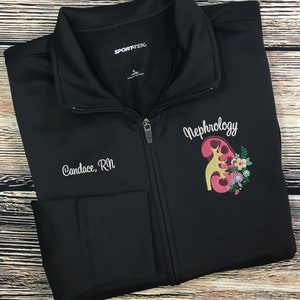 Veste d'infirmière pour néphrologie | Veste d'infirmière pour dialyse | Hémodialyse | Sweat zippé RN | Cadeaux pour infirmières | Cadeau de remise des diplômes d'infirmière | Rein