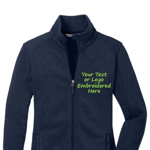 Your Company Custom Logo Women&#39;s Sweater Fleece Jacket | Personalized Full Zip Jacket for Business, Entrepreneurs, Self-Employed