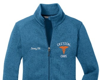 Critical Care Nurse Sweater Fleece Jacket | RN Zip Up | Registered Nurse Pullover | Intensive Care Unit | Critical Care Sweater | CCU Jacket