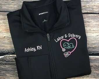 Nurse Jacket | Labor and Delivery Jacket | RN Zip Sweatshirt | Nurse Gifts | Nurse Graduation Gift