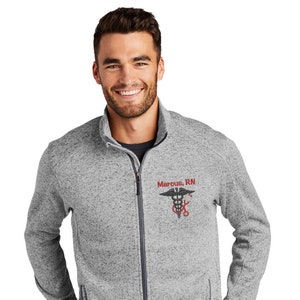 MEN'S Male Nurse Sweater Fleece Jacket | Male RN Zip Up | Registered Nurse Pullover | Men's RN Jacket | Men's Nursing Zip Sweater