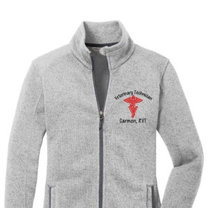 Vet Tech Women's Sweater Fleece Jacket | Customizable Veterinary Technician Fleece | Veterinarian Sweatshirt | Personalized Vet Technologist