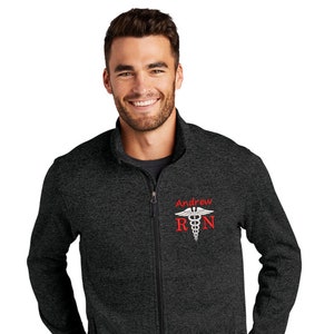 MEN'S Male Nurse Sweater Fleece Jacket | Male RN Zip Up | Registered Nurse Pullover | Men's RN Jacket | Men's Nursing Zip Sweater
