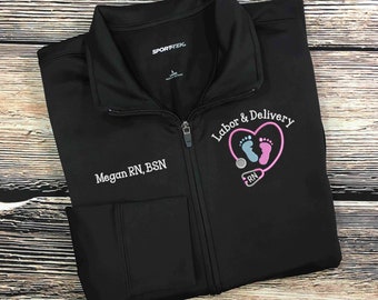 Nurse Jacket | Labor and Delivery Jacket | RN Zip Sweatshirt | Nurse Gifts | Nurse Graduation Gift