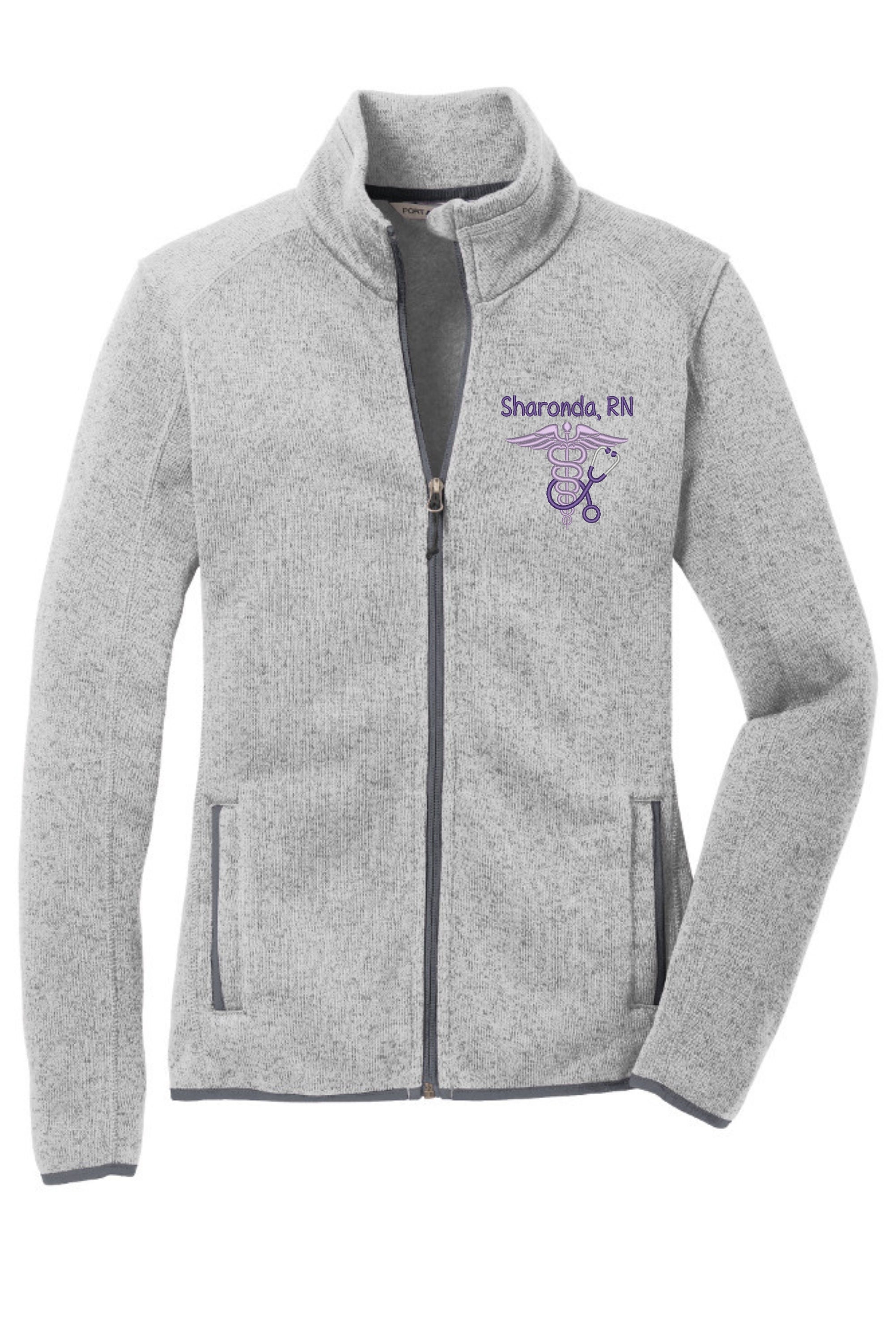 JEA L232 Ladies Unisex Port Authority Sweater Fleece Jacket (Grey Heather)  - Orriginals