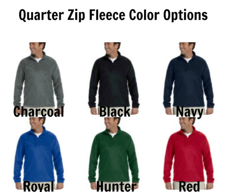 Peut inclure: Six options de couleurs diff&eacute;rentes pour une polaire &agrave; fermeture &eacute;clair quart. Les couleurs sont anthracite, noir, marine, bleu royal, vert chasseur et rouge.