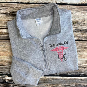 Nurse Pullover | RN Pullover | Personalized Nurse Sweatshirt | RN Zip Sweatshirt | Nurse Quarter Zip | Nurse Gifts | Nurse Graduation Gift