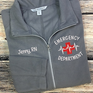 ER Nurse Lightweight Fleece Jacket | Emergency Room Zip Up | Nurse Sweatshirt | Nurse Gift | Nurse Pullover | ER RN Pullover