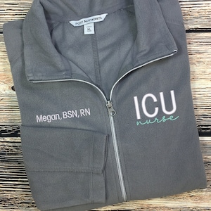 ICU Nurse Lightweight Fleece Jacket | ICU Nurse Zip Up | Nurse Sweatshirt | Nurse Gift | Nurse Pullover | BSN Graduate Gift | Intensive Care