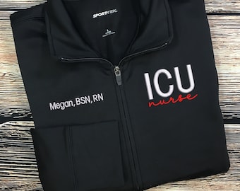 ICU Nurse Full Zipper Jacket | RN Jacket | Intensive Care Unit Nurse | RN Full Zip | Nurse Gift | Nurse Graduation Gift | Critical Care