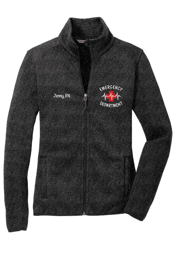 ER Women's Sweater Fleece Jacket | ER Nurse Fleece | Emergency Room Zip Up | Nurse Sweatshirt | Nurse Gift | Nurse Pullover | er RN Pullover