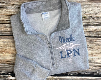 Licensed Practical Nurse Pullover | LPN Pullover | LPN Sweatshirt | LPN Quarter Zip | lpn Gifts | Nurse Graduation Gift | Light Grey Hoodie