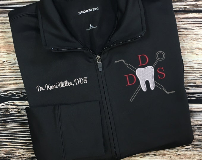 Dental Assistant/tooth/dentist Custom Monogrammed Fleece Jacket Etsy