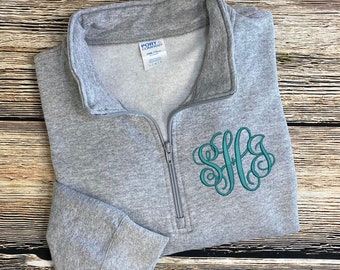 Monogram Quarter Zip | Monogram Quarter Zip Jacket | Monogram Pullover Jacket | Unisex Adult Fit