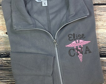 CNA Lightweight Fleece Jacket | Certified Nursing Assistant | Nurse Sweatshirt | Caduceus | CNA Gift | Nurse Pullover | CNA Hoodie | Nursing