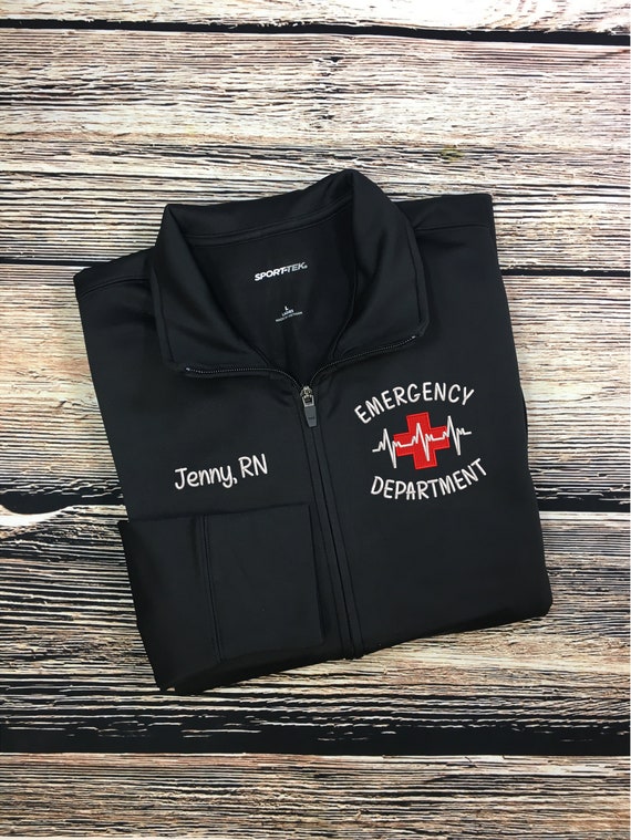 Chaqueta de enfermera con monograma y cremallera completa|Chaqueta  liviana|Chaqueta de poliéster de enfermera personalizada | Enfermera  personalizada