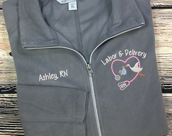 Labor and Delivery Nurse Lightweight Fleece Jacket | L&D Nurse Zip Up | Nurse Sweatshirt | L and D Pullover | NICU | Mother Baby | Scrubs