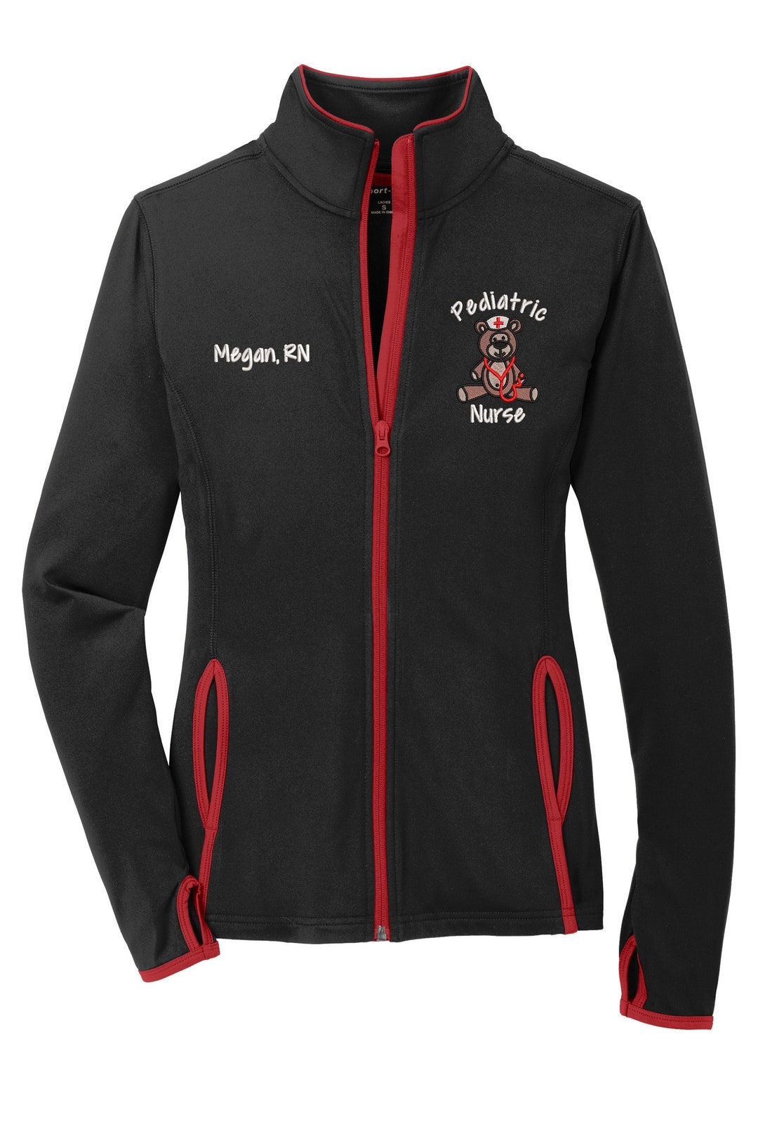 Pediatric Nurse Contrasting Trim Jacket Registered Nurse Jacket RN Zip