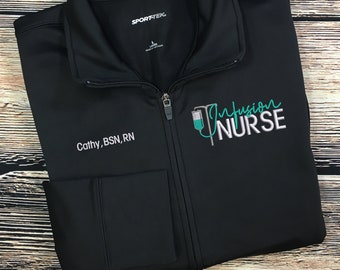 Infusion Nurse Jacket | RN Full Zip | Dialysis Nurse Sweatshirt | RN Sweatshirt | Nurse Pullover | Infusion Therapy | Nurse Jacket Layer