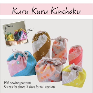 Kuru Kuru Kinchaku Drawstring bag PDF Pattern + video