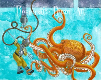 Two Universes limited edition steampunk Jules Verne print