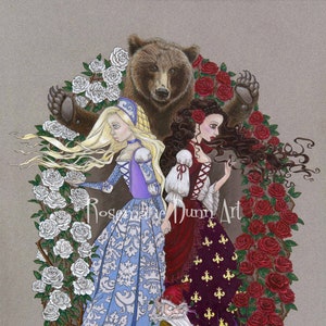 Snow White and Rose Red Fairy Tale Print image 1