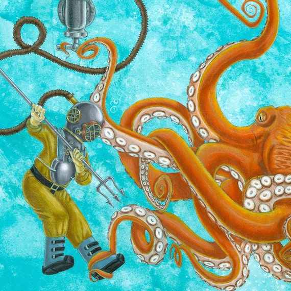 Two Universes limited edition steampunk Jules Verne print