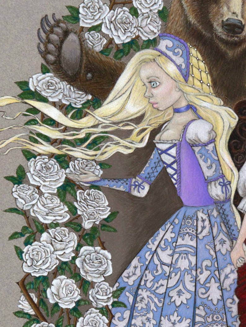 Snow White and Rose Red Fairy Tale Print image 2