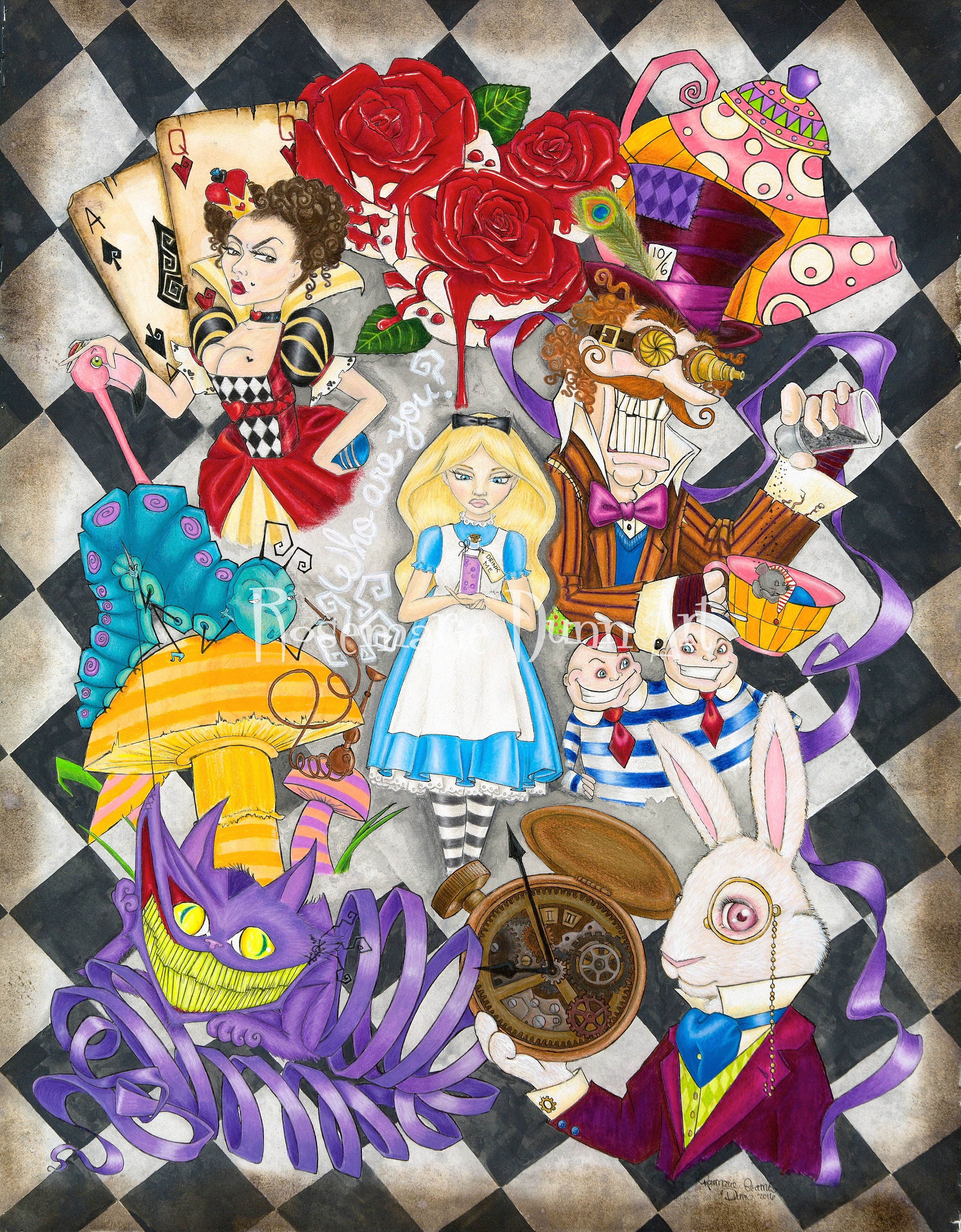 ※ Alice in Wanderland ※カラー版　オリジナルイラスト Alice in Wonderland Limited Edition Print - Etsy