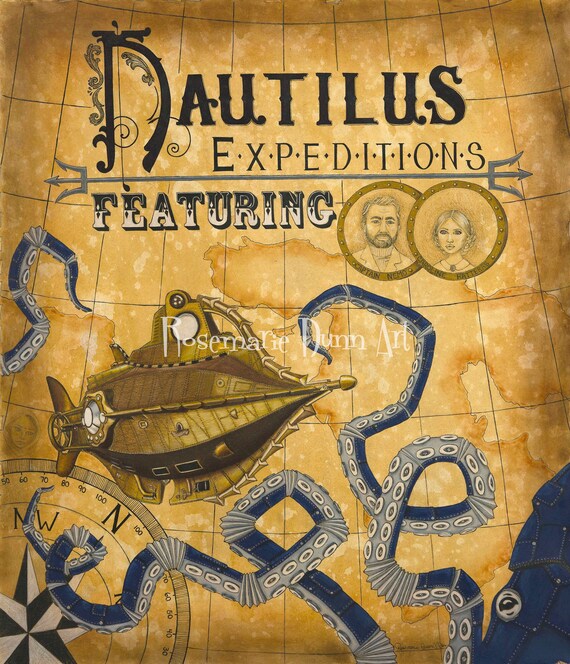 Two Universes limited edition steampunk Jules Verne print
