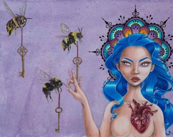 Buzz Off limited edition Mandala Bee art print