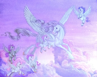 Pastoral Pegasas Unicorn Alicorn fantasy  Limited Edition  art print