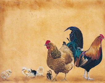 Chickens limited edition art print