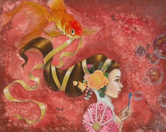 The girl who blew bubbles limited edition print