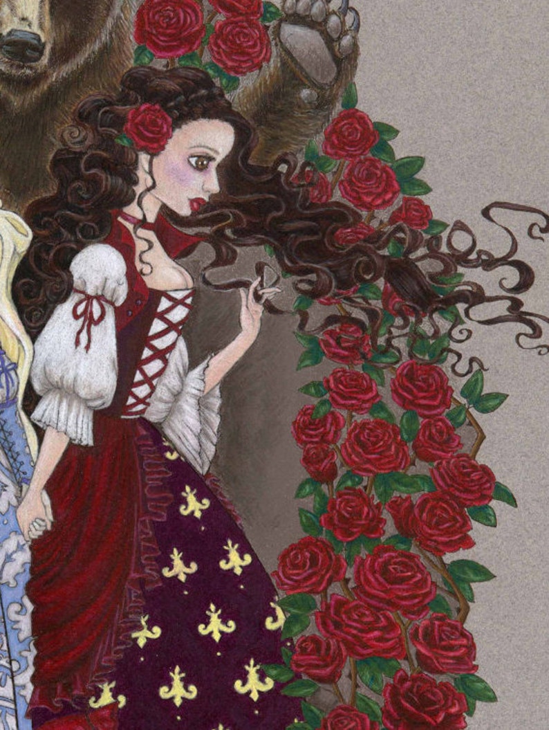 Snow White and Rose Red Fairy Tale Print image 3