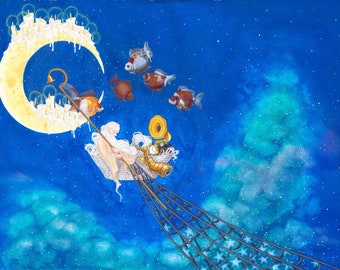 Waxing Moon limited edition Steampunk Fantasy art print