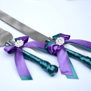 Peacock Cake Server Set, Conjunto de servicio de pasteles, Cuchillo de pastel de teal, Set de servidor azulado, Peacock Wedding Cake Knife and Server, Conjunto de corte de pastel