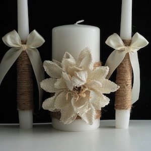 Unity Candle Set Rustic Unity Candles, Rustic Wedding Candles, Burlap Unity Candles, Chic Wedding, Rustic Candles Set, Rustic Pillar Candle