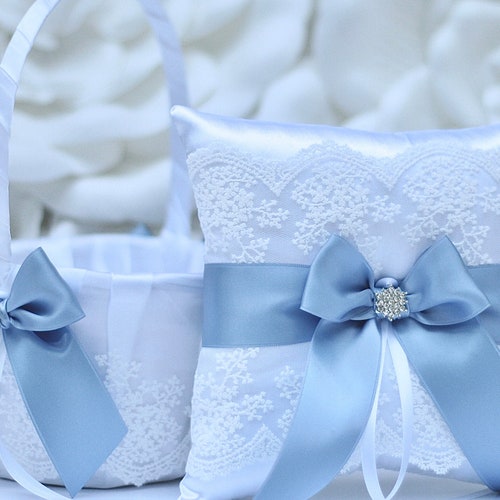 Ivory Flower Girl Basket and Ring Bearer Pillow Set Ivory Etsy