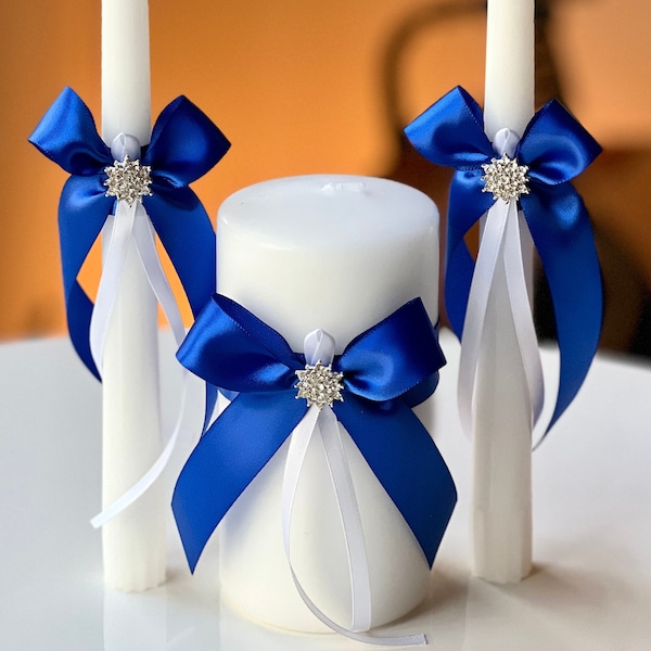 Unity Candle Set in Royal Blue Wedding Candles. Wedding Candle Set, Simple Unity Candle, Wedding Ceremony Candles Keepsake Unity Candle