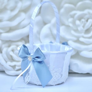 Flower Girl Basket Steel Blue Wedding Basket, Steel Blue Basket, Antieke Blauwe Mand, Bloemenmand, Flower Girl Gift, Flower Girl Baskets