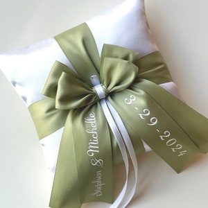 Sage Ring Bearer Pillow Sage Green Wedding Ring Pillow Personalized Pillow for Rings Green Ring Cushion Sage Ringkissen Ring Bearer Gift