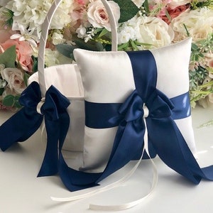 navy blue flower girl basket